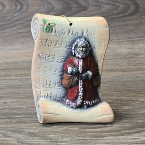 Silent Night Santa Ornament Vtg‎ Scroll Music Sheet Christmas Tree Decor Ceramic